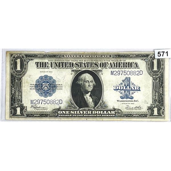 1923 LG $1 Silver Certificate NEARLY UNC