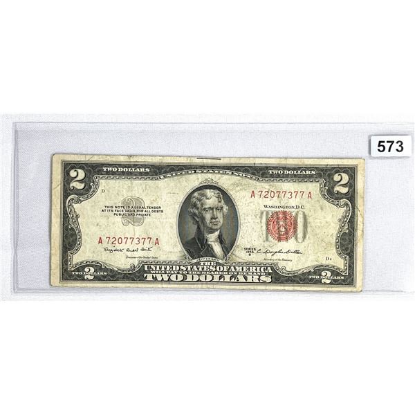 1953 $2 Legal Tender LIGHTLY CIRC