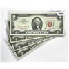 Image 1 : (4) 1963 $2 Red Seal Legal Tender Notes -UNC