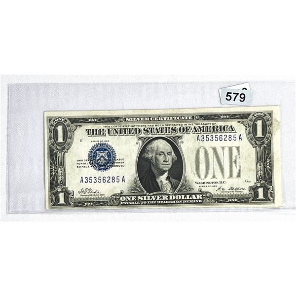 1928 Funny Back $1 Silver Certificate CLOSELY UNC