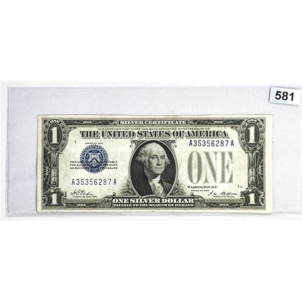 1928 Funny Back $1 Silver Certificate CLOSELY UNC