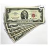 Image 1 : (5) $2 Legal Tender Notes - LIGHTLY CIRC