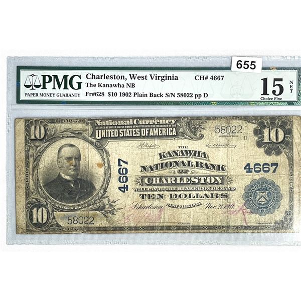 1902 LG $10 Charleston, WV National Bank Note