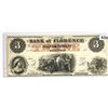 1856 $3 Bank of Florence, NE Note