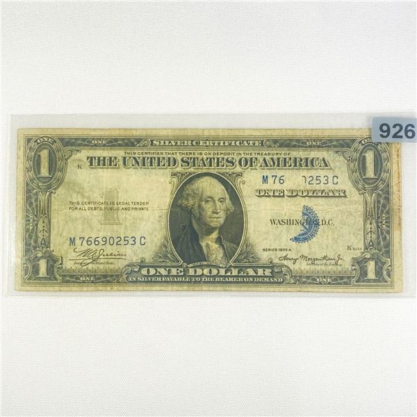 1935 ERROR Printing Obstruction $1 Silver