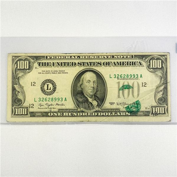 1977 ERROR Printed Fold-over $100 Fed Reserve