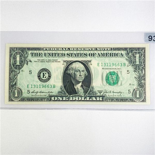 1969 ERROR Full Offset $1 Fed Reserve Note -