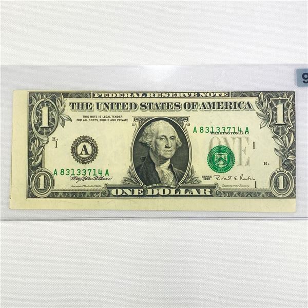 1995 ERROR Misaligned Face Print $1 Fed Reserve