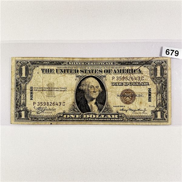 1935 A WWII Hawaii Issue $1 Silver Certificate