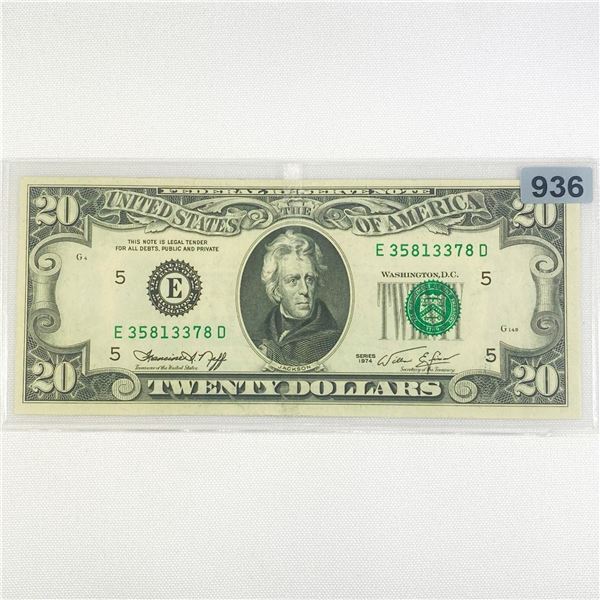 1974 ERROR Full Offset $20 Fed Reserve Note -