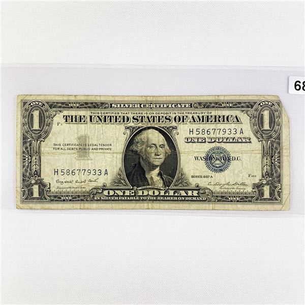 1957 A $1 Silver Certificate LIGHLTY CIRCULATED