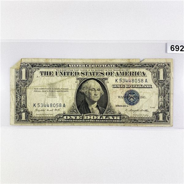 1957 A $1 Silver Certificate LIGHLTY CIRCULATED