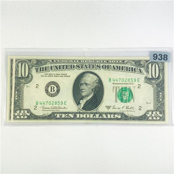 1969 ERROR Gutter Fold $10 Fed Reserve Note -