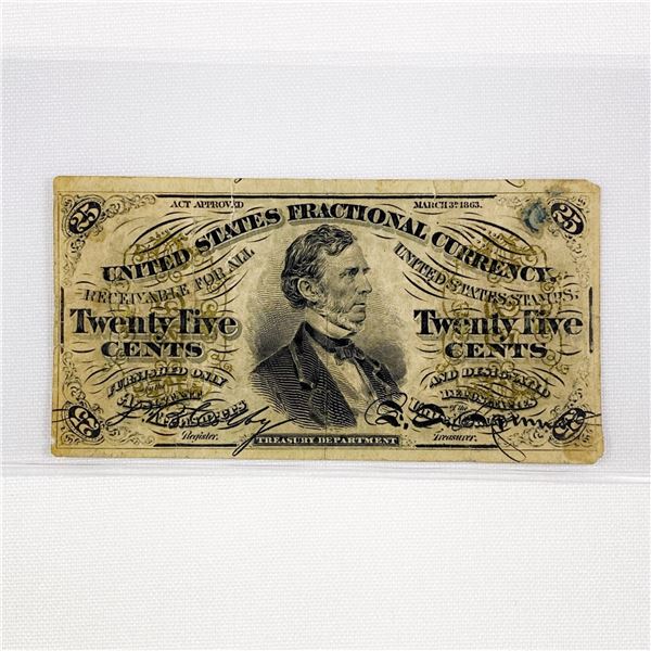 1863 Series 25c Fractional Currency LIGHTLY