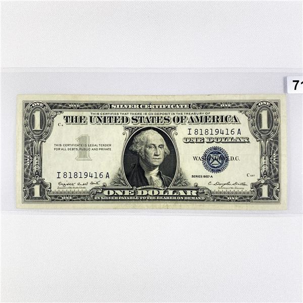 1957 A $1 Silver Certificate CLOSELY UNCIRCULATED
