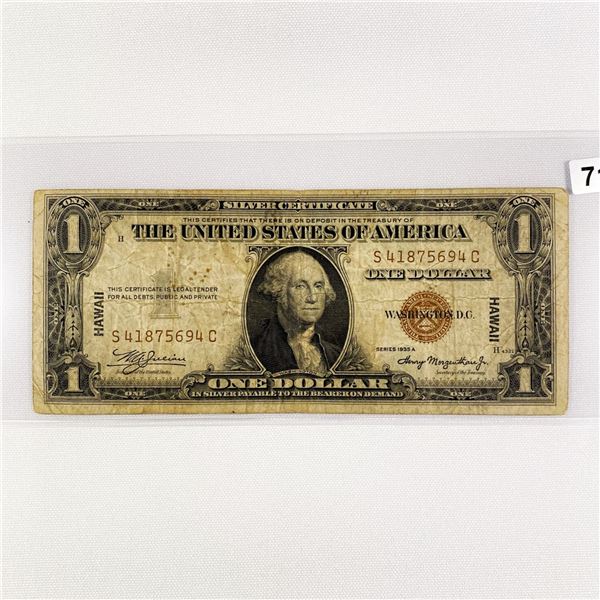 1935 A WWII Hawaii $1 Silver Certificate