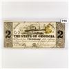 1864 Series $2 State of Georgia Confederate Note
