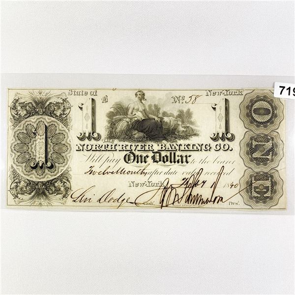 1840 $1 North River Banking Co., NY Note
