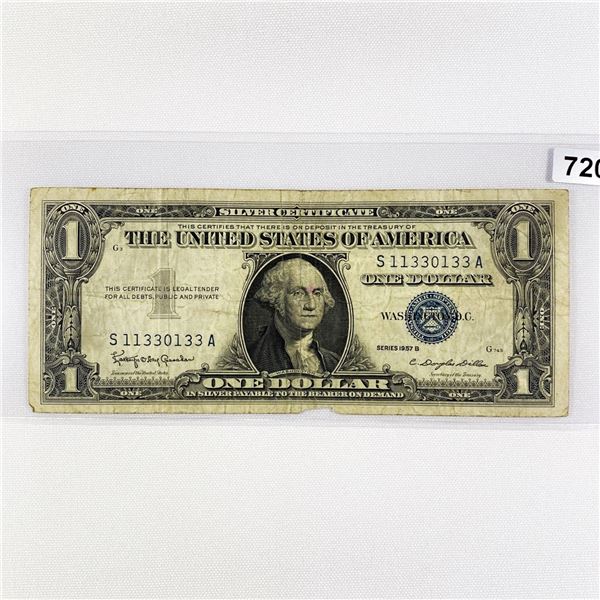 1957 B Silver $1 Silver Certificate LIGHLTY CIRC