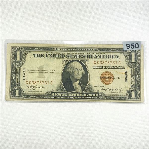 1935 WWII Hawaii Issue $1 Silver Certificate