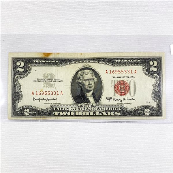 1963 $2 Legal Tender NEARLY UNCIRCULATED