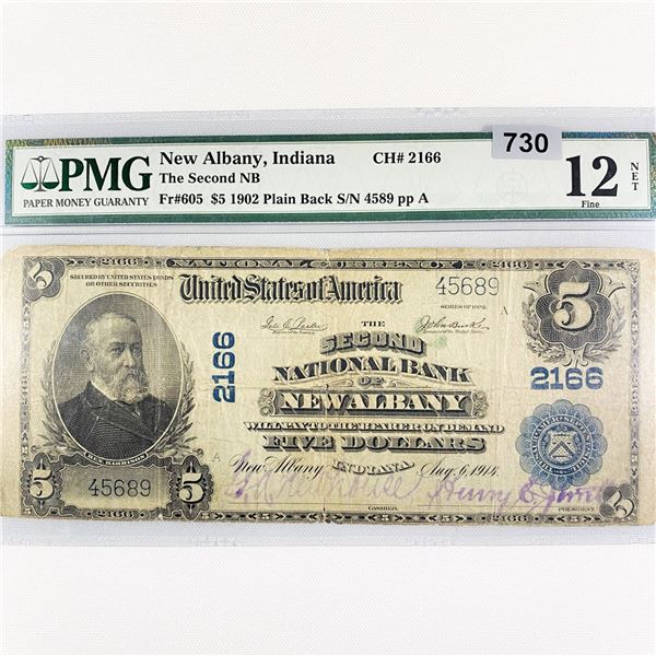 1902 LG $5 New Albany Bank, IA NB Note PMG-12