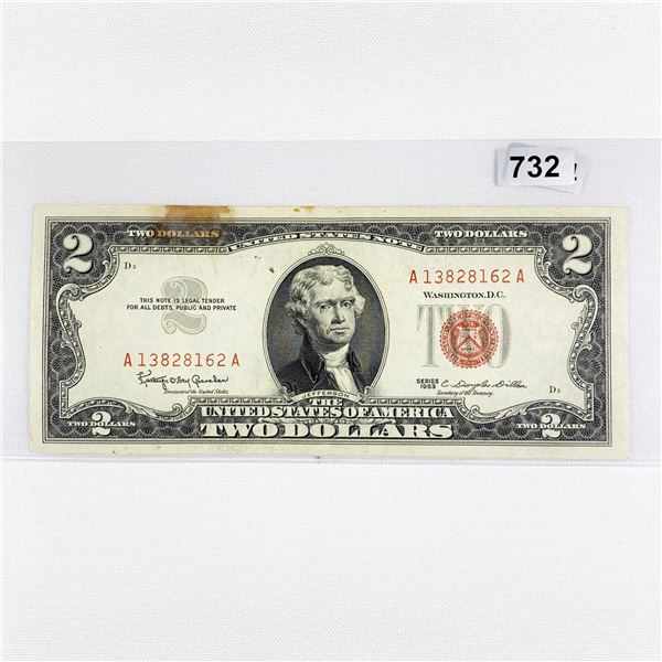 1963 $2 Legal Tender NEARLY UNCIRCULATED