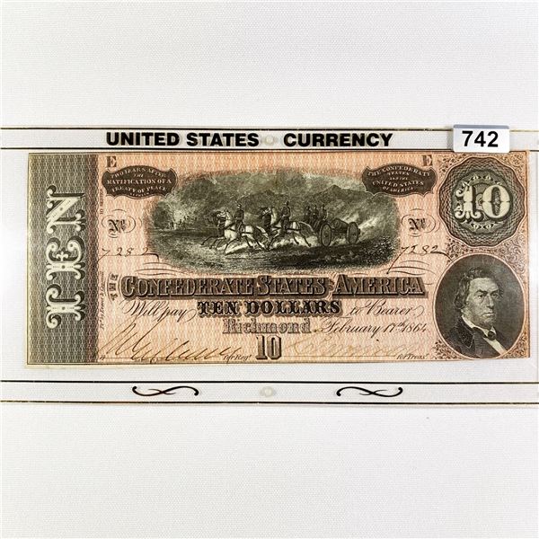 1864 Series $10 Confederate States Note