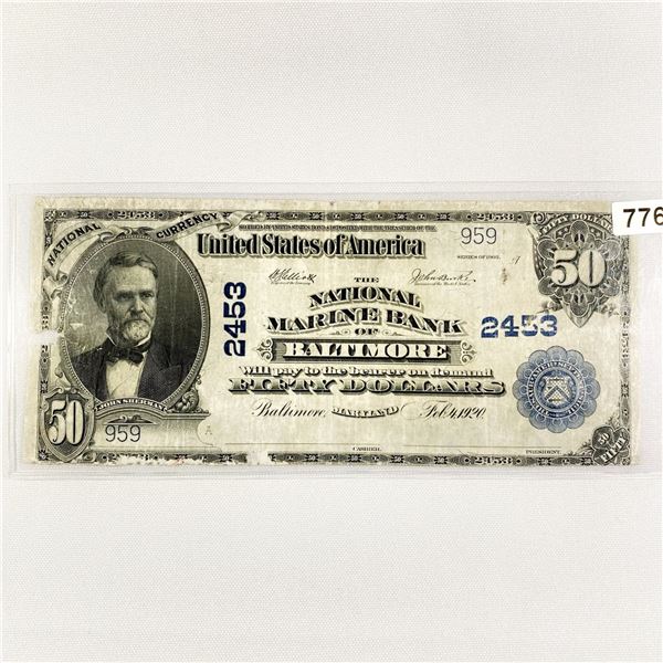1920 $50 Baltimore Bank, MD National Bank Note
