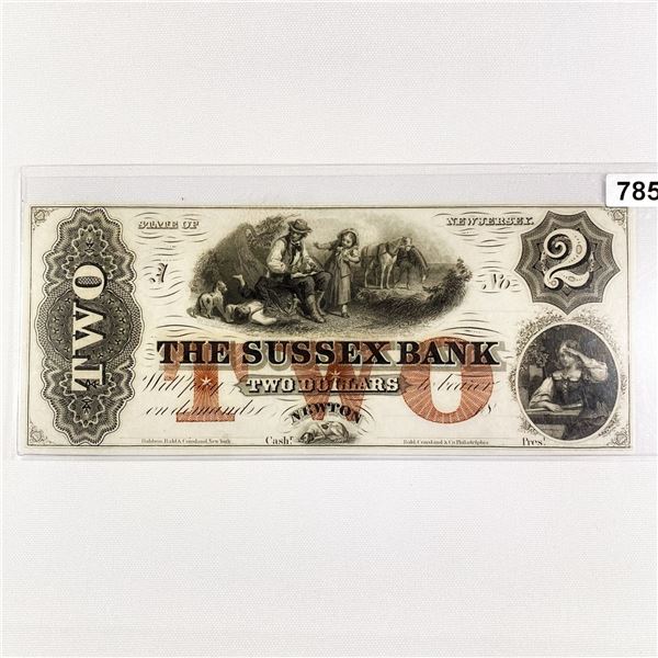 1800's $1 Sussex Bank, NJ Note