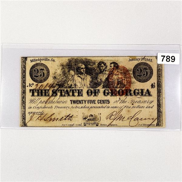 1863 Series 25c Confederate Fractional Currency