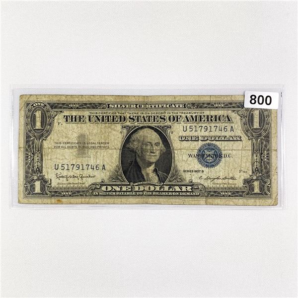 1957 B $1 Silver Certificate LIGHTLY CIRCULATED