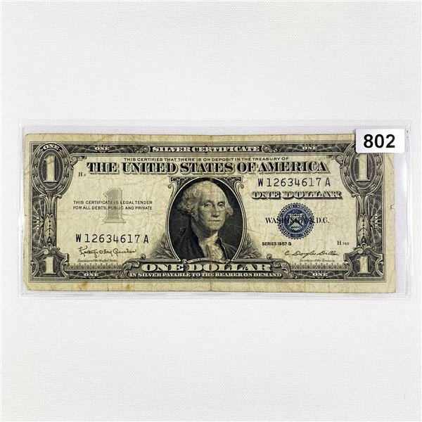 1957 B $1 Silver Certificate LIGHTLY CIRCULATED