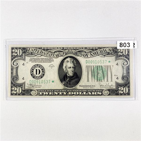 1934 C $20 *Star Note Fed Reserve Note