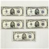 Image 1 : (5)1934 $5 Silver Certificates -UNC