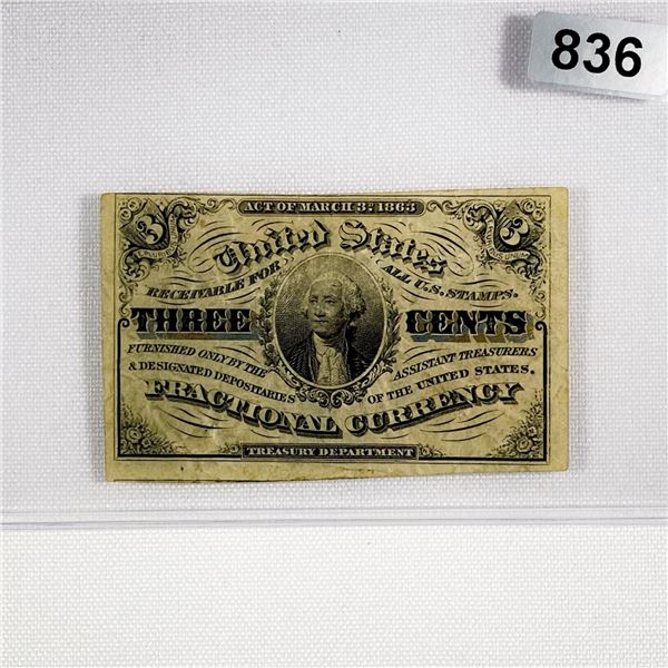 1863 Series 3c Fractional Currency