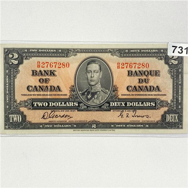 1937 $2 Canada Gordon Towers Note UNC  RARE