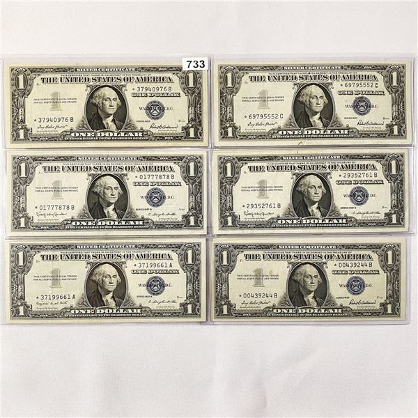 (6) 1957 $1 'Star Note' Silver Certificates A