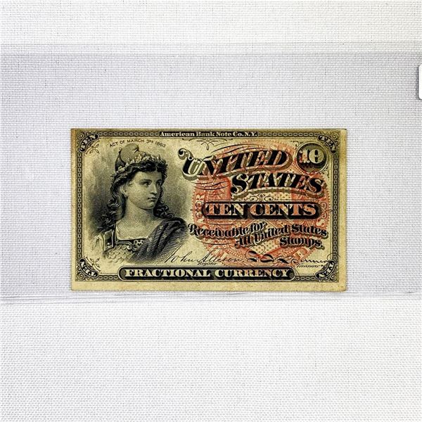 1863 Series 10c Fractional Currency NEARLY UNC