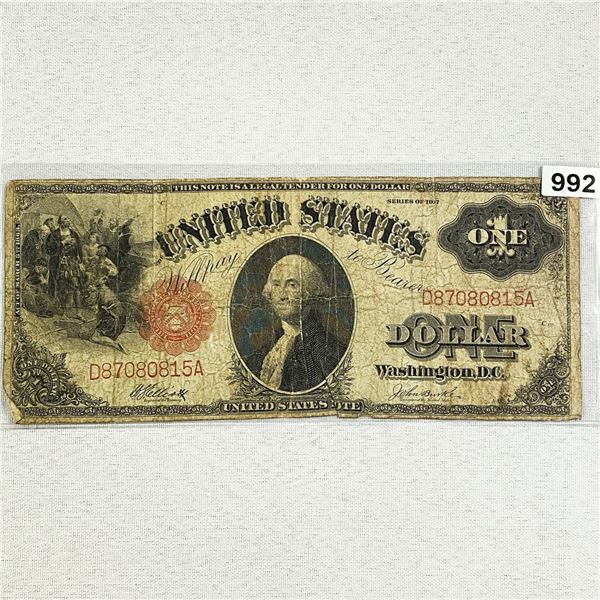 1917 LG $1 Federal Reserve Note - LIGHTLY CIRC