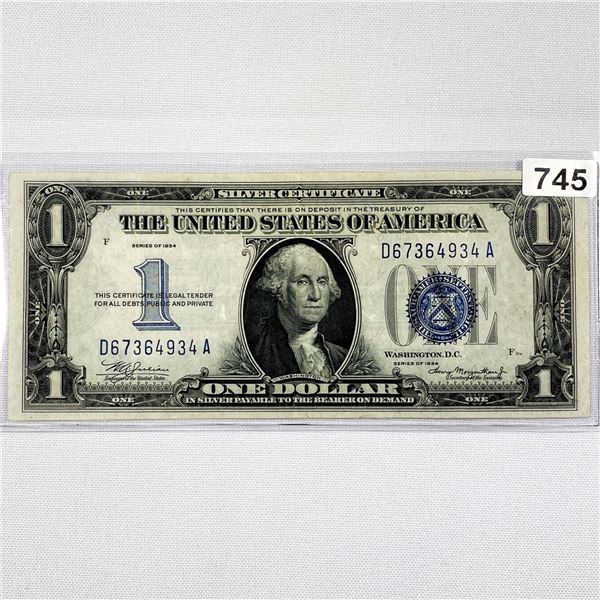 1934 $1 Silver Certificate About UNC