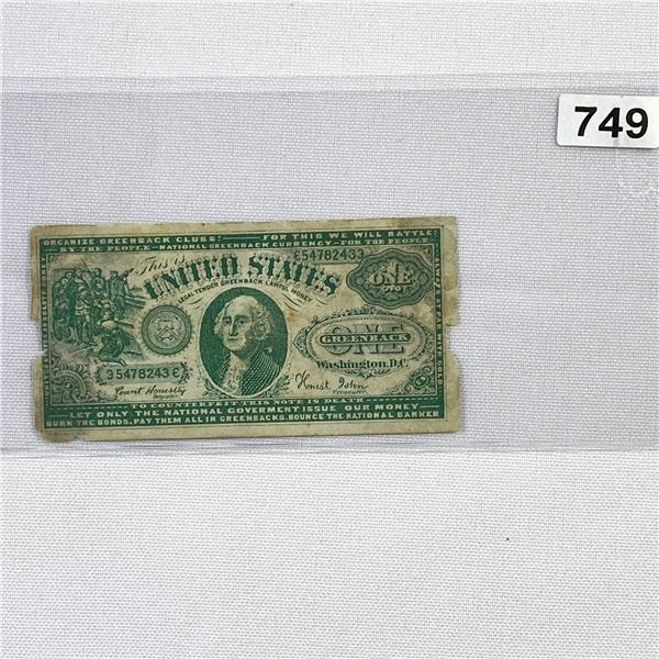 Greenback $1 Note LIGHLTY CIRCULATED