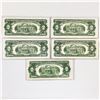 Image 2 : (5) 1953-1963 $2 Red Seal Fed Reserve Notes -UNC