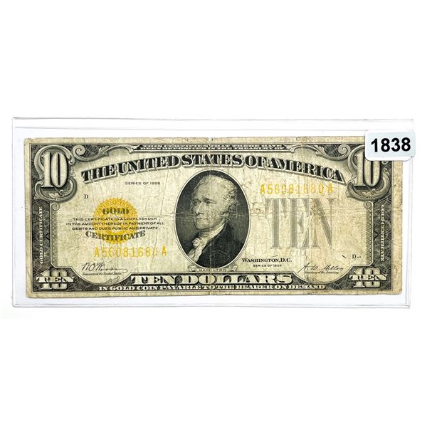 1928 $10 Ten Dollar Gold Certificate -