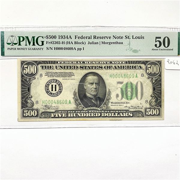1934-A St. Louis $50 Fifty Dollar Fed. Reserve Not