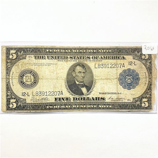 1914 LG $5 Fed. Reserve Note