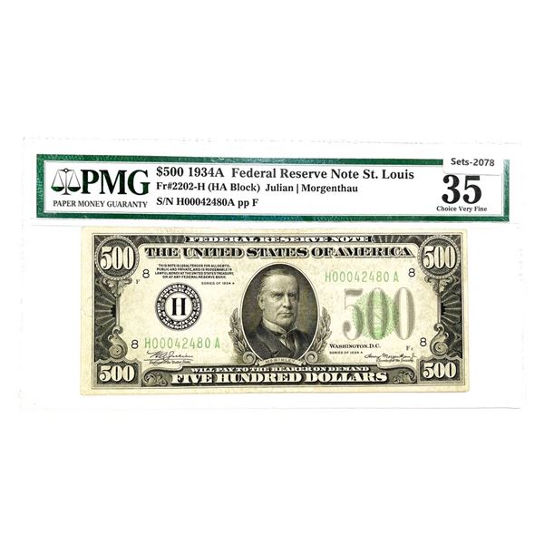 1934-A St. Louis $500 Five Hundred Dollar Fed Rese