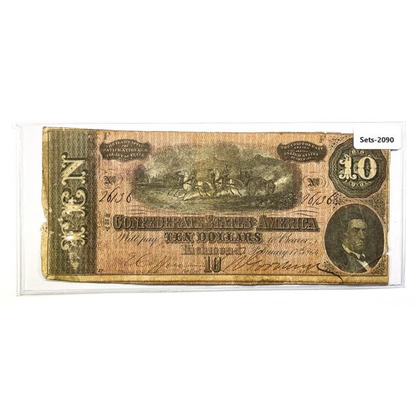 1864 Confederate $10 Ten Dollar Note