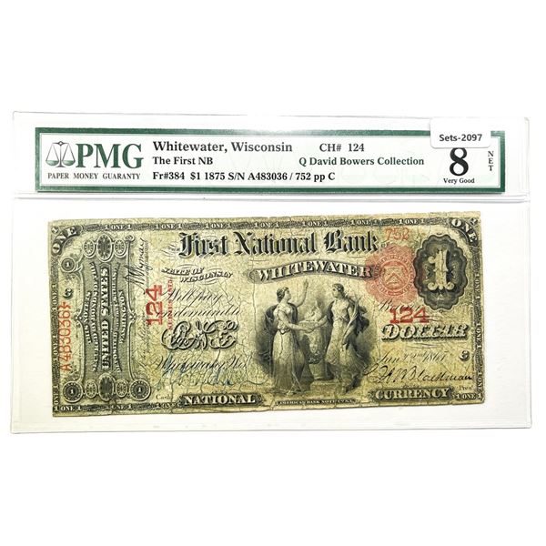 1865 LG Bank of Whitewater, WI $1 Legal Tender Not