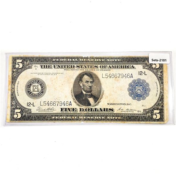 1914 LG $5 Fed. Reserve Note